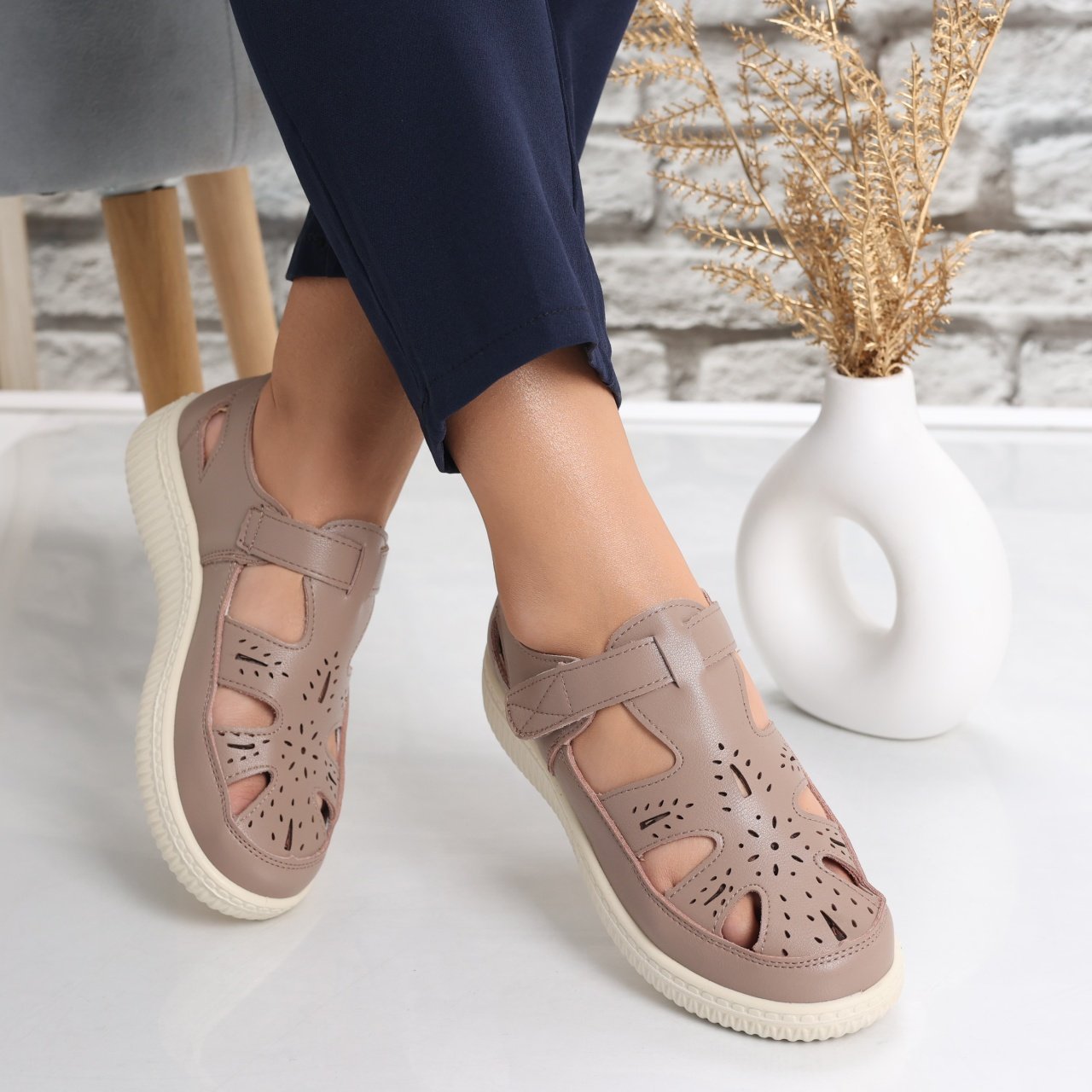 Pantofi dama casual Kaki din Piele Ecologica Benia - 1 | YEO