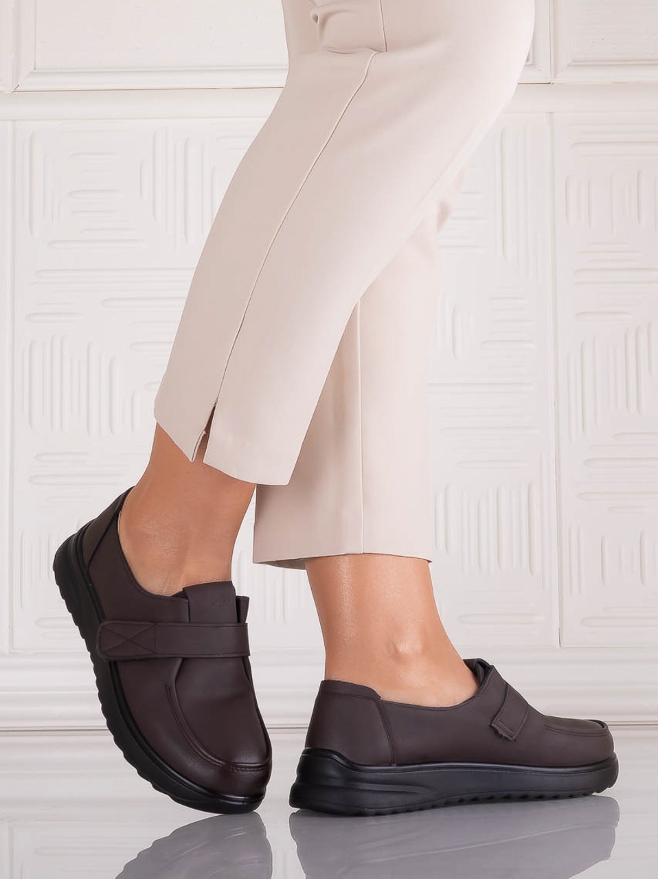 Pantofi dama Casual Maro din Piele Ecologica Nedira - imagine 4