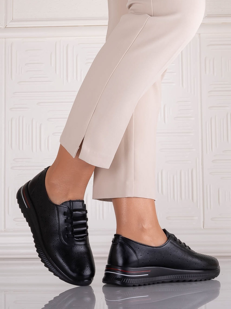 Pantofi dama Casual Negri din Piele Ecologica Noida - imagine 2