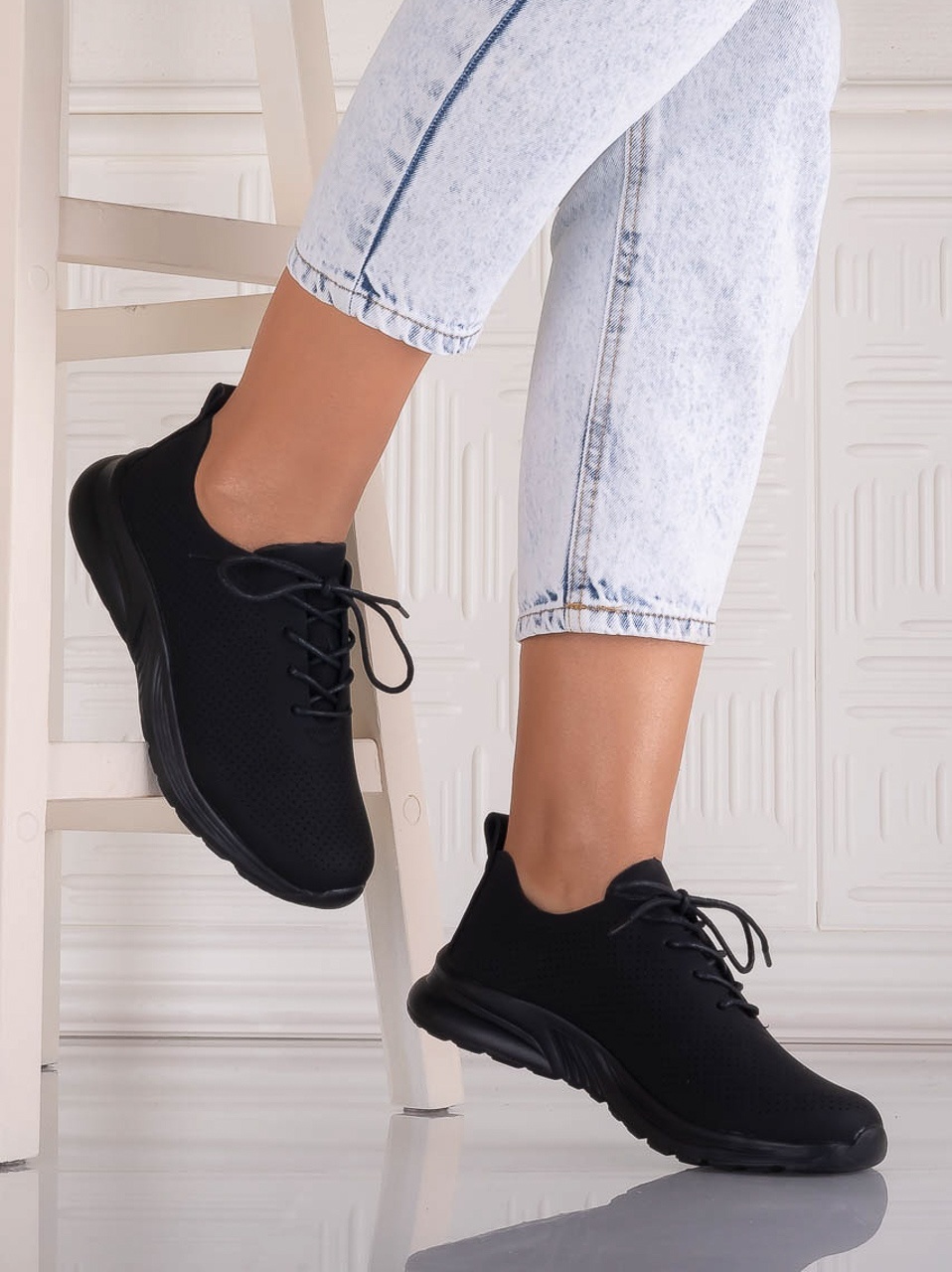 Pantofi dama Casual Negri din Piele Ecologica Rafira - YIYI - imagine 2