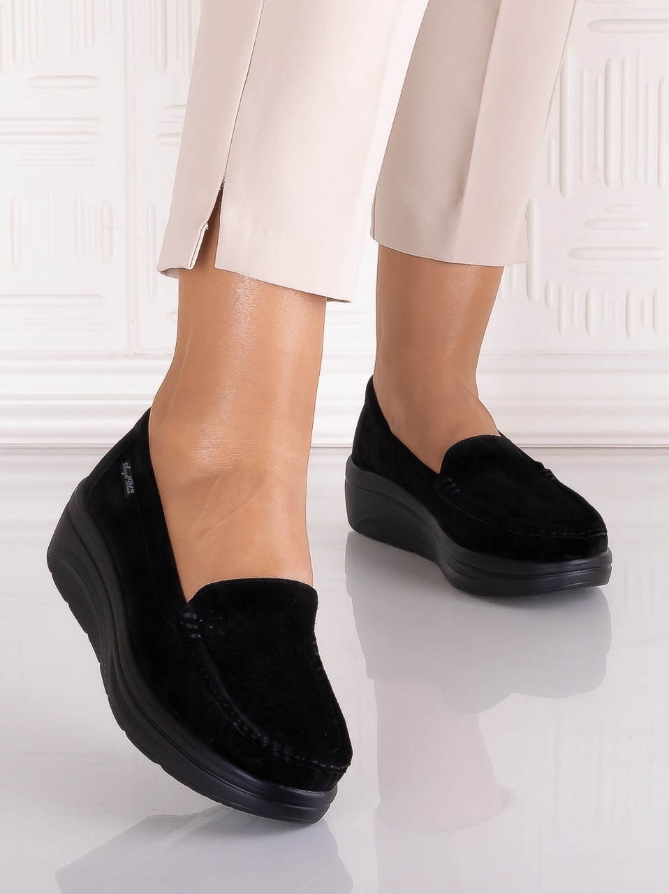 Pantofi dama casual Negrii din Piele Naturala Anastassia - imagine 4