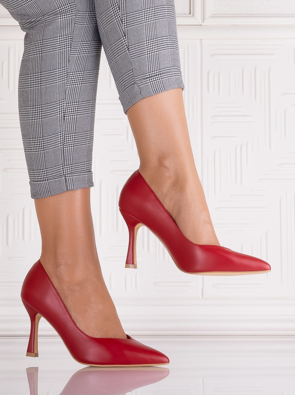 Pantofi dama Rosii din Piele Ecologica Melizia - imagine 4