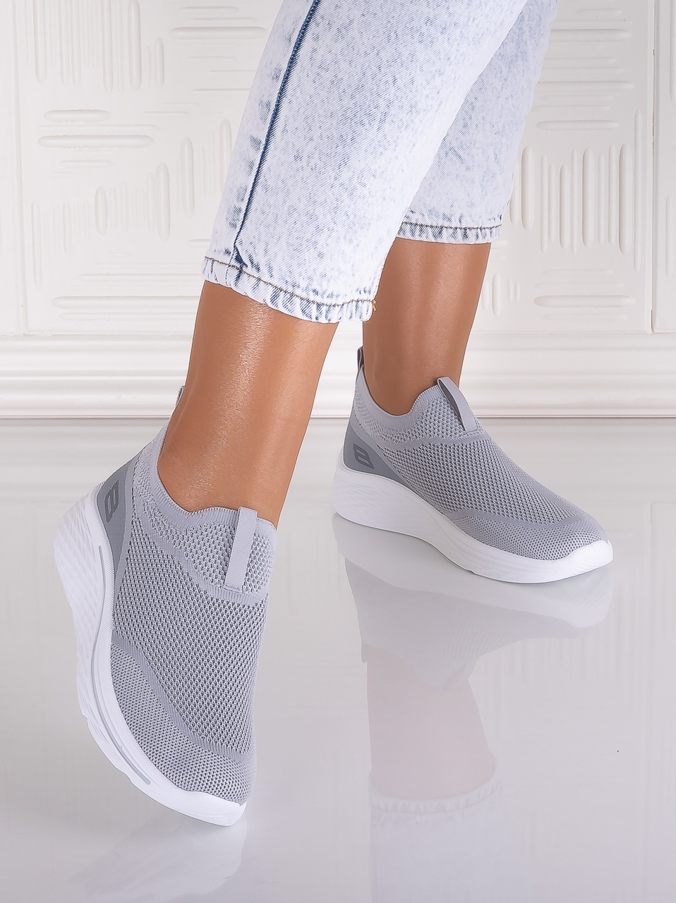 Pantofi dama sport Gri din Textil Jenda - imagine 5