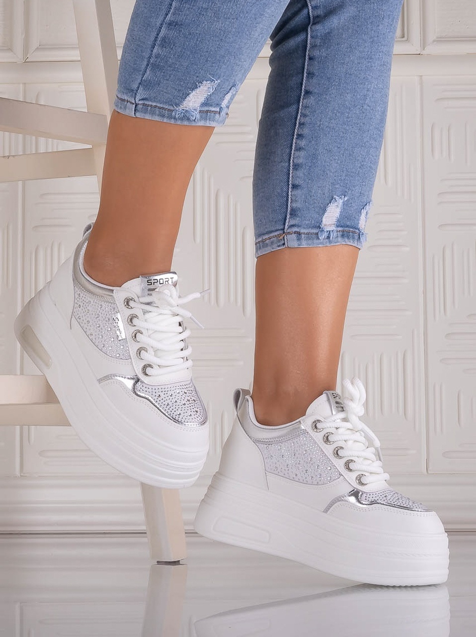 Sneakers dama cu platforma Albi din Piele Ecologica Danisia - imagine 3