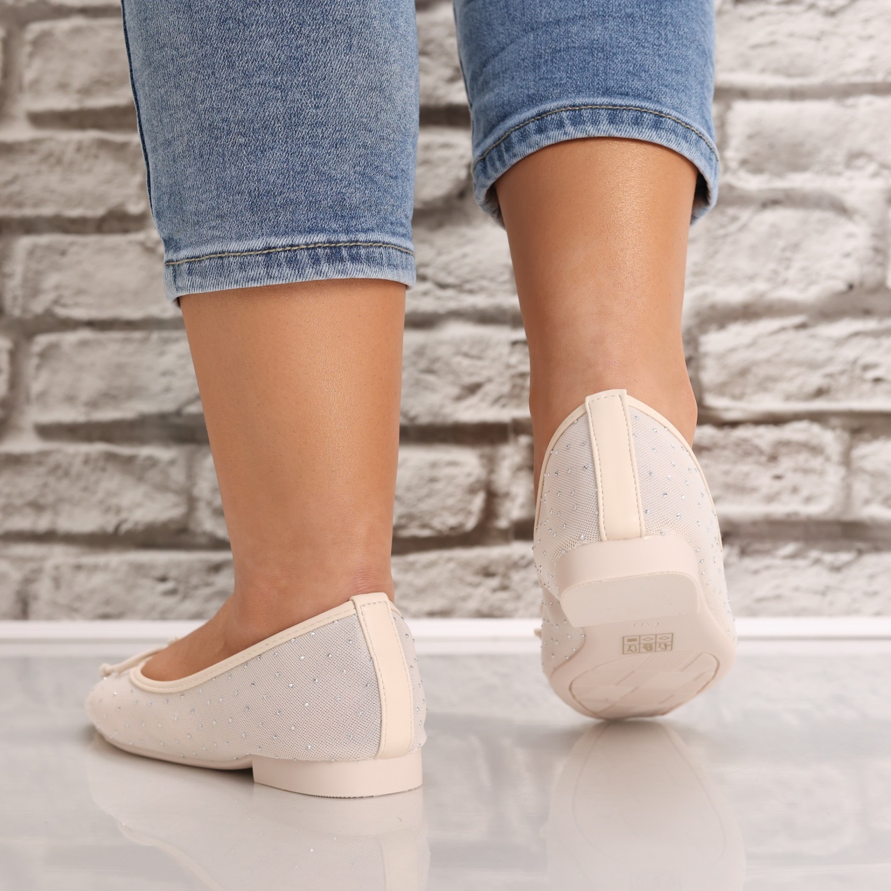 Balerini dama Bej din Textil Lerina - 4 | YEO