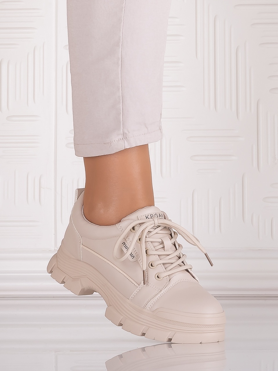 Pantofi casual Bej dama din Piele Ecologica Astoia - imagine 3