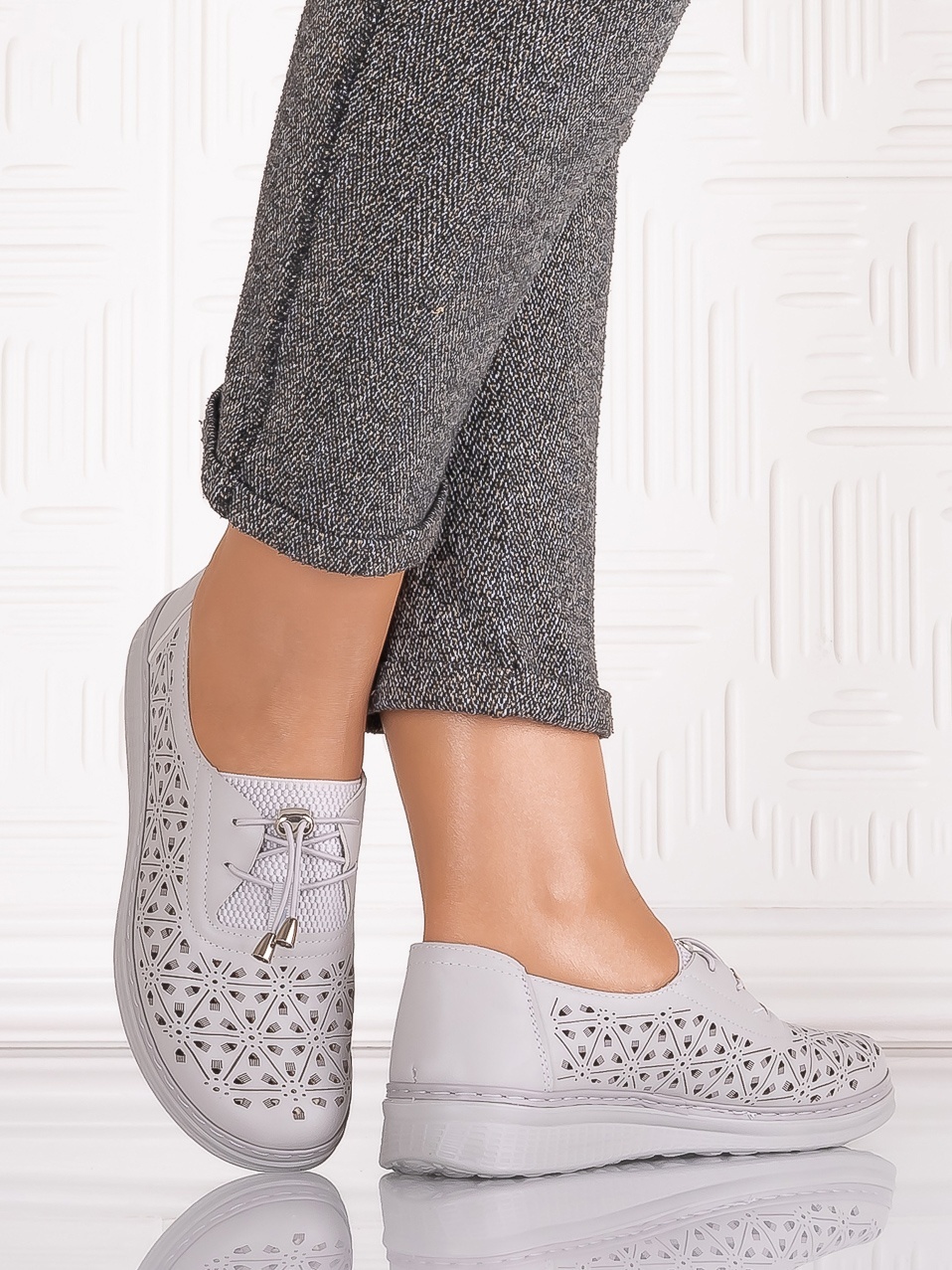 Pantofi casual Gri dama din Piele Ecologica Sorata - imagine 5