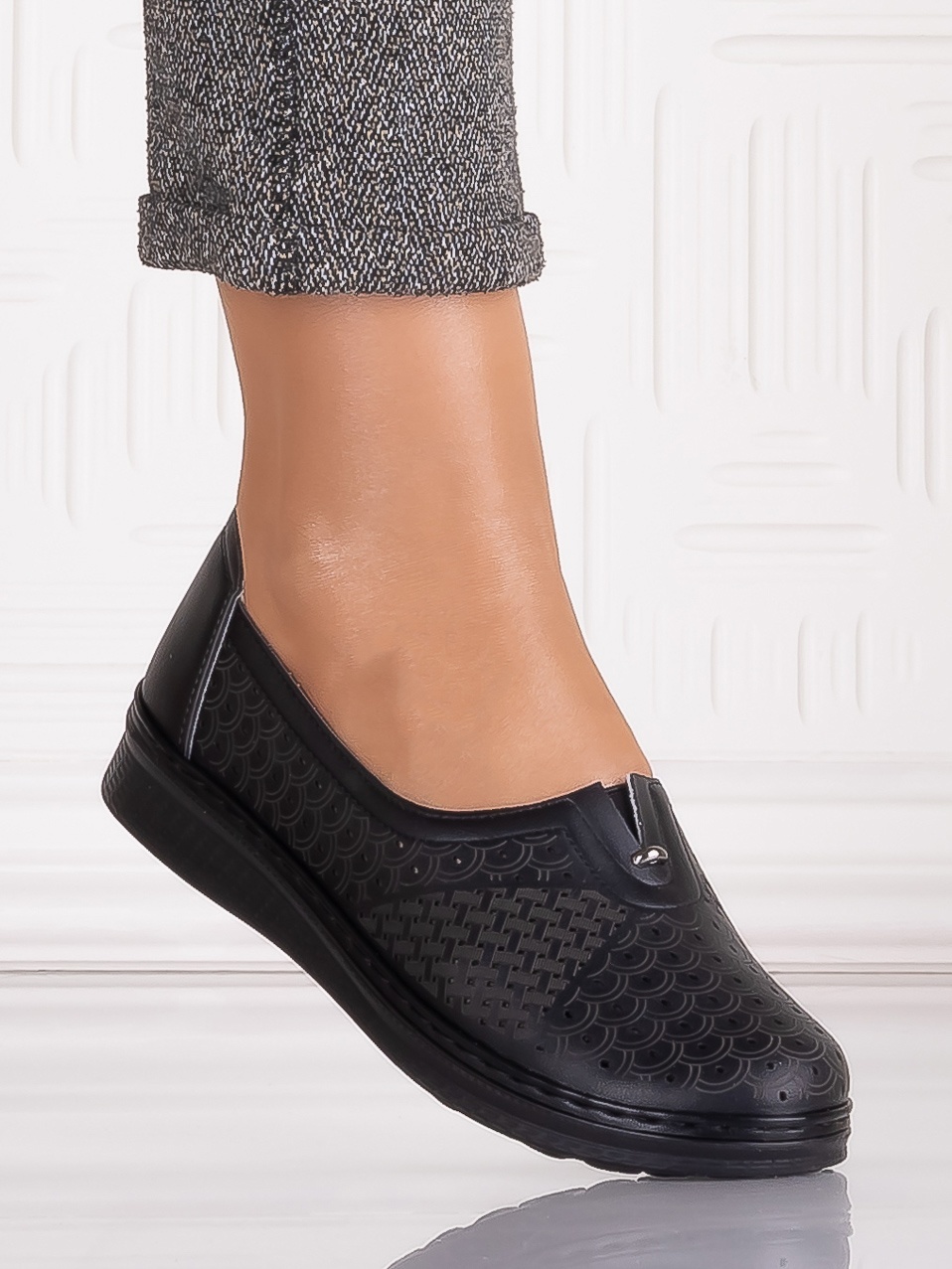 Pantofi casual Negrii dama din Piele Ecologica Amosa - imagine 2