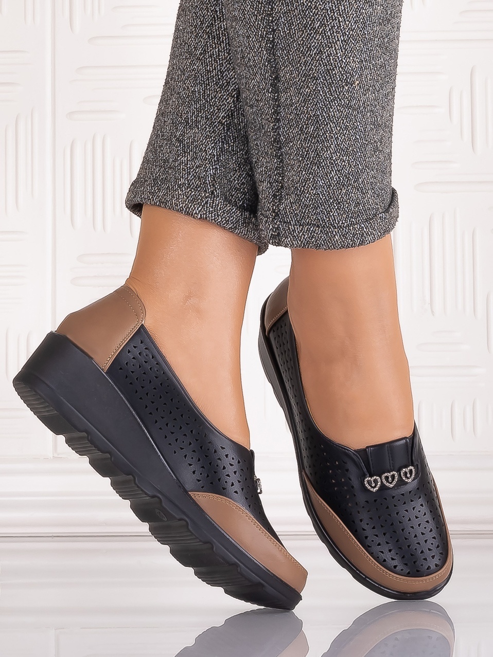 Pantofi casual Negrii dama din Piele Ecologica Irsaia - imagine 4