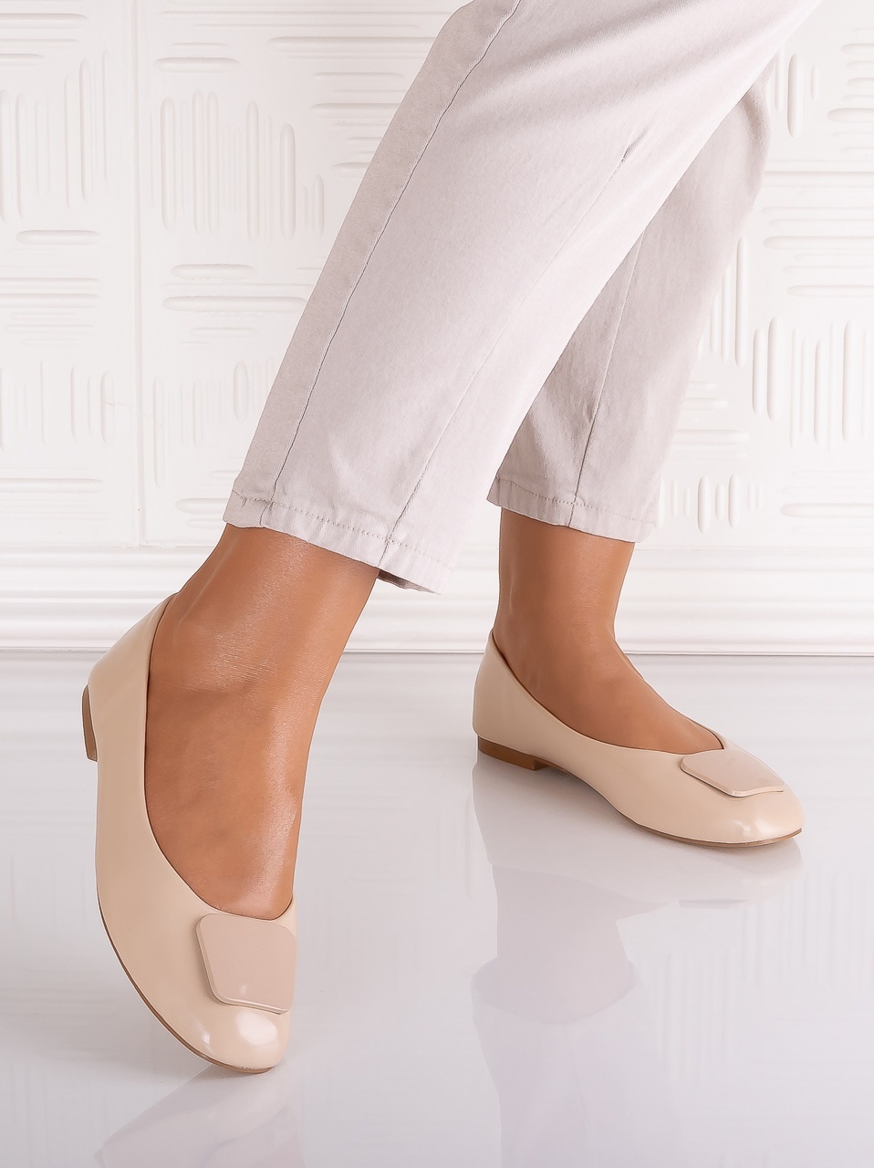 Pantofi dama Bej din Piele Ecologica Yolandia - imagine 4