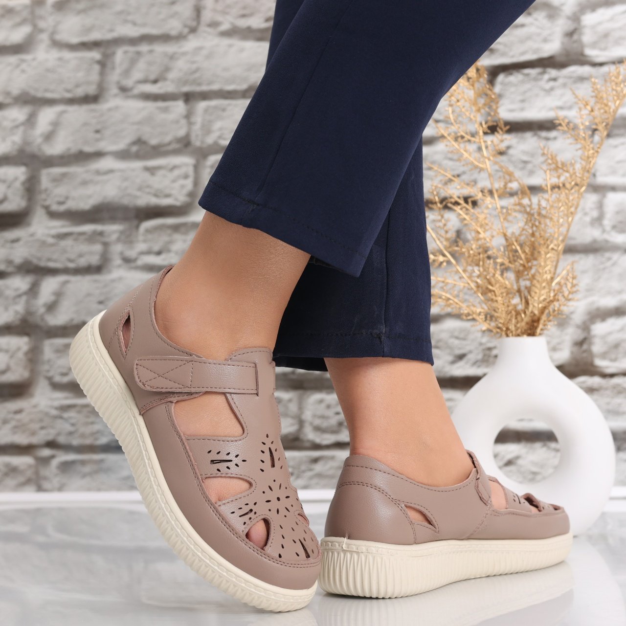 Pantofi dama casual Kaki din Piele Ecologica Benia - 2 | YEO