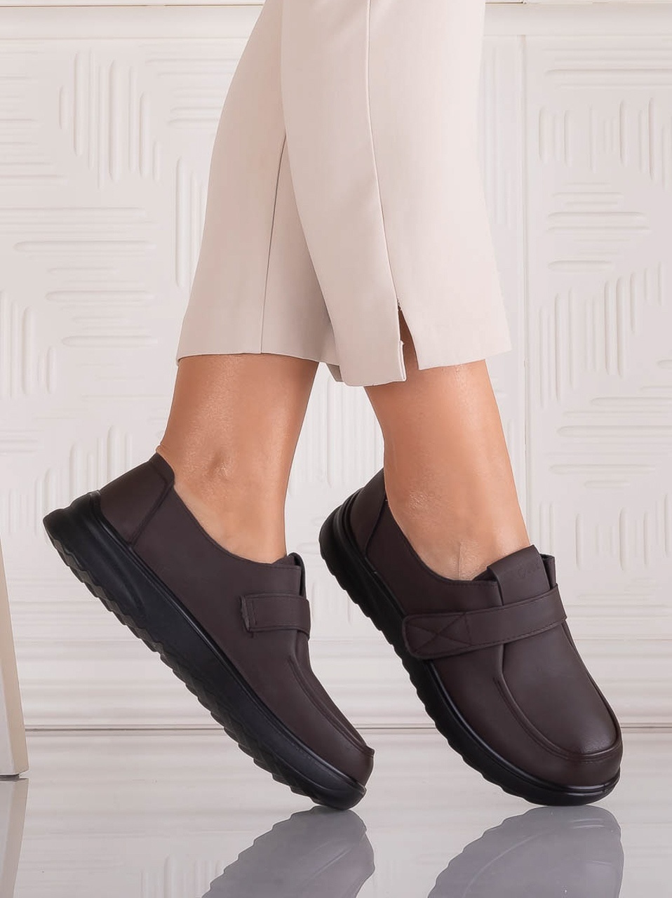 Pantofi dama Casual Maro din Piele Ecologica Nedira - imagine 2