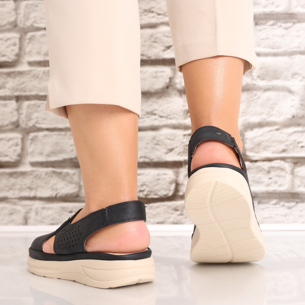 Sandale dama Fara Toc Negre din Piele Ecologica Wilda - 3 | YEO