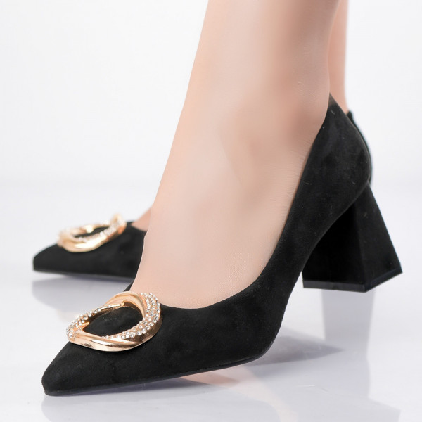 Γυναικεία μαύρα παπούτσια από γνήσιο δέρμα Berga