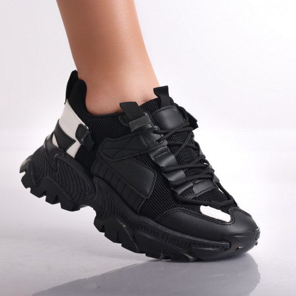 Γυναικεία μαύρα sneakers από βιολογικό δέρμα Areli