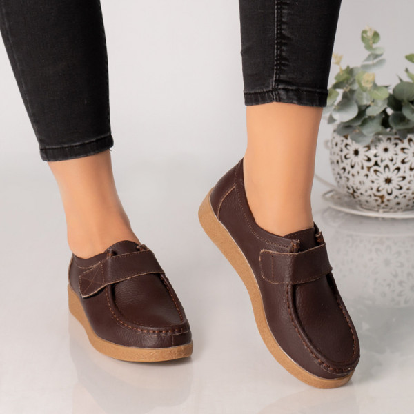 Κυρίες casual παπούτσια καφέ φυσικό δέρμα chloly