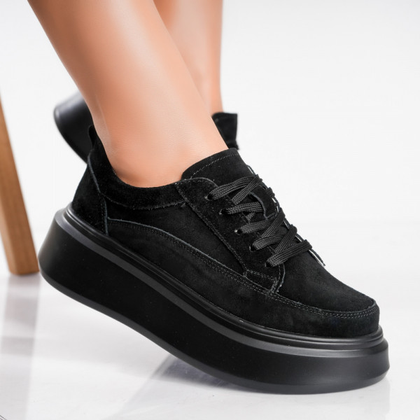 Дамски ежедневни черни естествени кожени обувки Toega