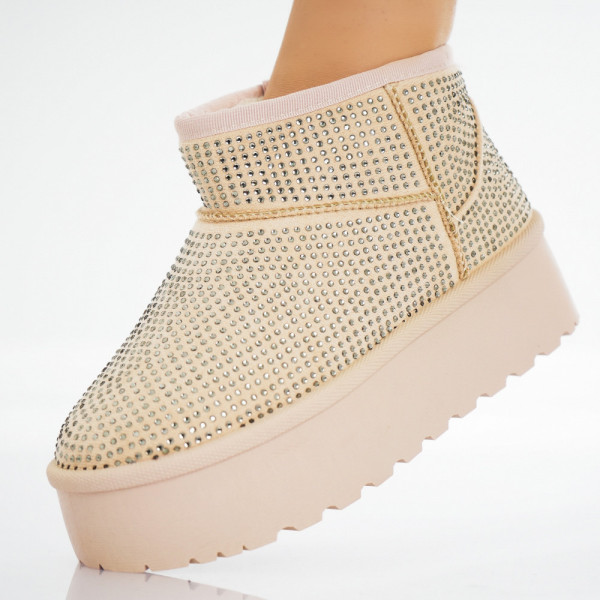 Arivalo Γυναικείες μπεζ υφαντές μπότες από οικολογικό δέρμα