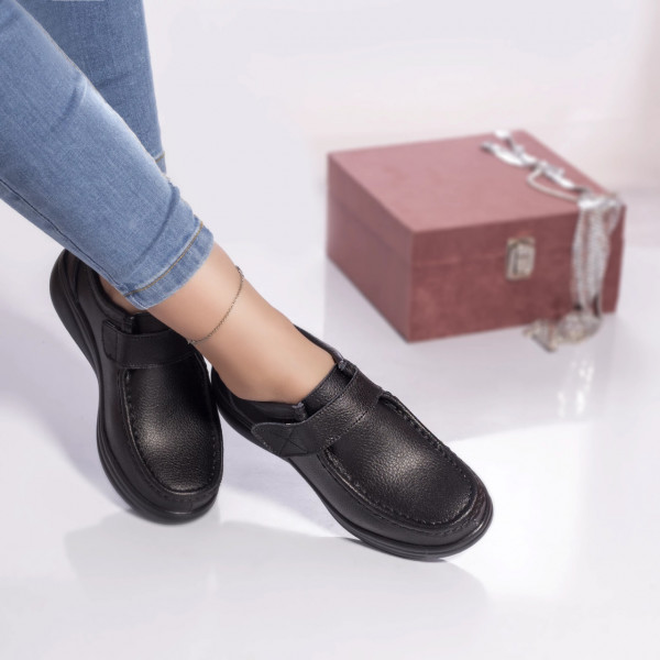 Casual παπούτσια alya φυσικό δέρμα μαύρο