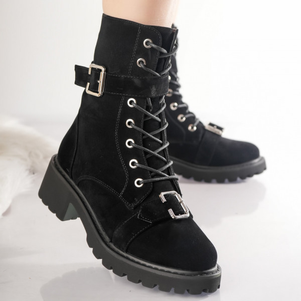 Clodi Μαύρες γυναικείες μπότες από δέρμα Eco