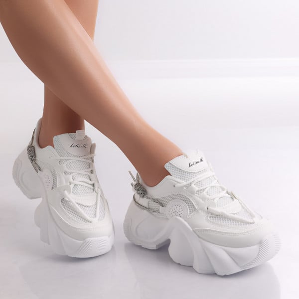 Dionisa γυναικεία λευκά αθλητικά παπούτσια από οργανικό δέρμα