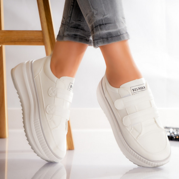 Froga γυναικεία λευκά οικολογικά δερμάτινα αθλητικά παπούτσια