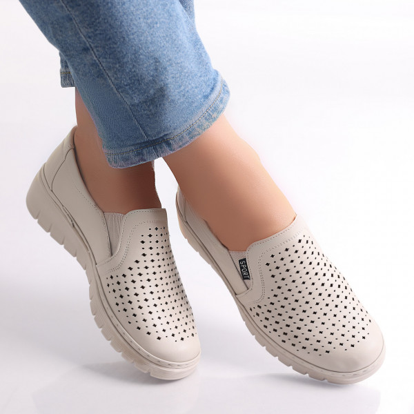 Ozel Ladies Μπεζ Eco Leather Casual Shoes