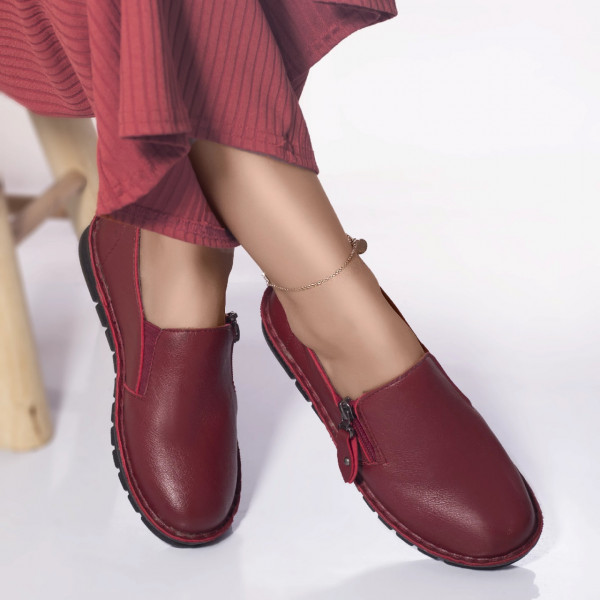 Pantofi casual mocasini helga piele ecologica rosu