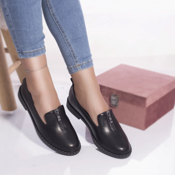 Pantofi casual mocasini wanda piele ecologica negru