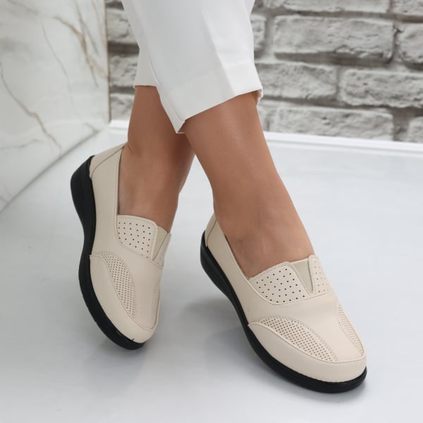 Pantofi dama casual Bej din Piele Ecologica Risan