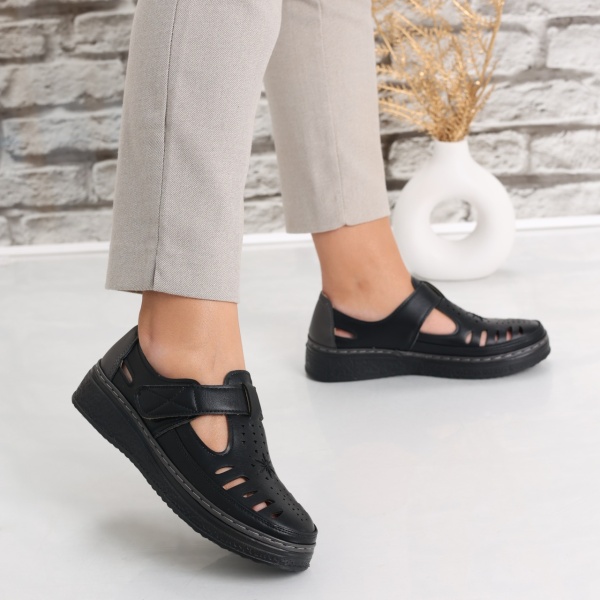 Pantofi dama casual Negri din Piele Ecologica Asreva