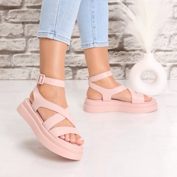 Sandale dama cu platforma Roz din Piele Ecologica Casica