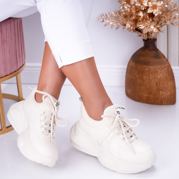 Sneakers dama Bej din Piele Ecologica Clove