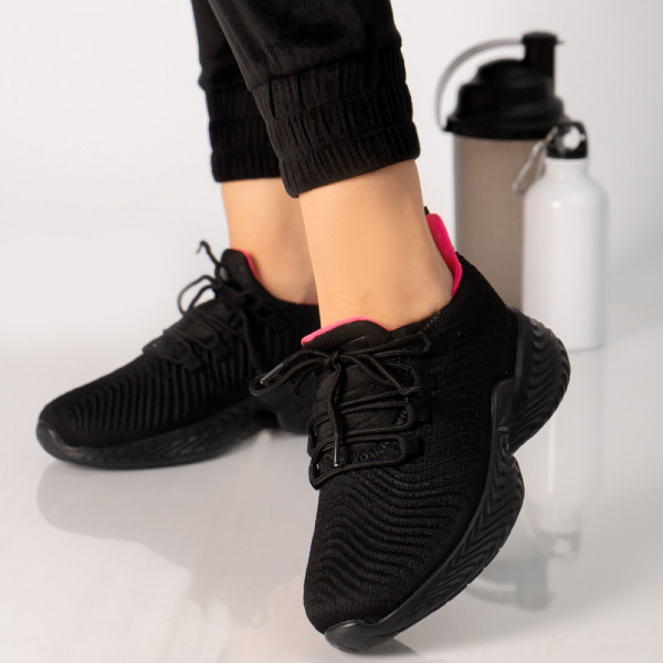 Γυναικεία μαύρα υφασμάτινα ramim sneakers