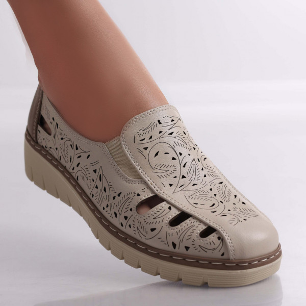 Γυναικεία casual μπεζ παπούτσια από Nelea Ecological Leather