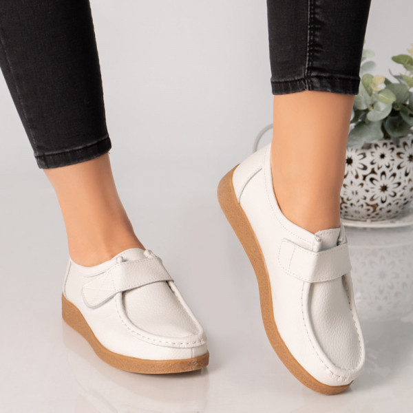 Κυρίες casual παπούτσια λευκό φυσικό δέρμα chloly