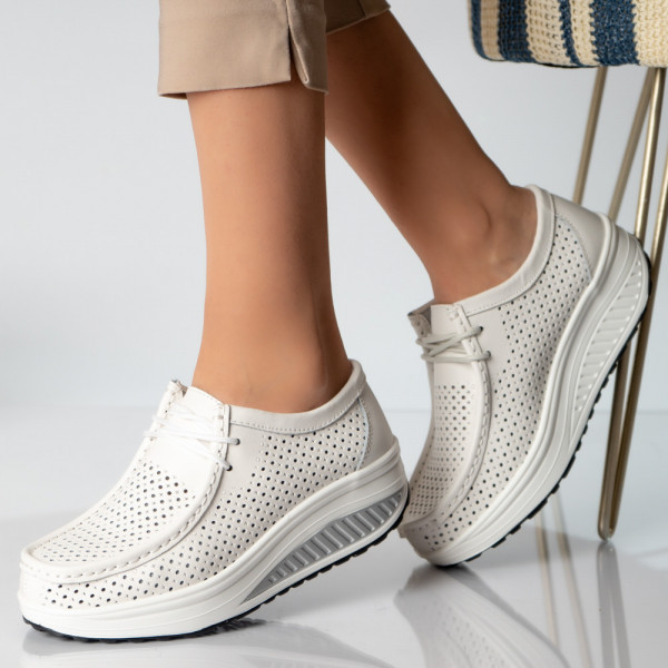 Κυρίες casual παπούτσια λευκό φυσικό δέρμα samra