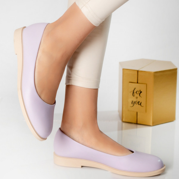 Дамски балетни обувки от лилава кожа nusi