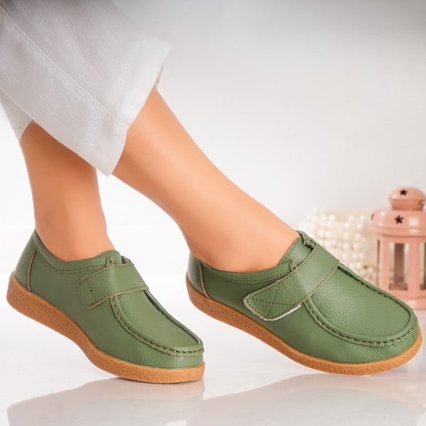 Дамски ежедневни обувки Зелена естествена кожа chloly