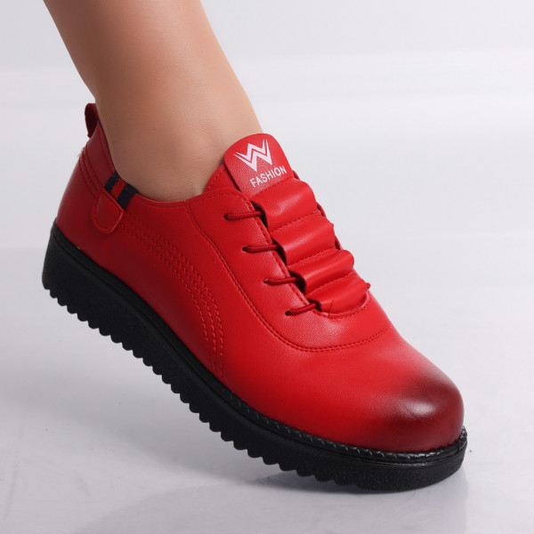 Дамски ежедневни обувки Червена екологична кожа Drinca