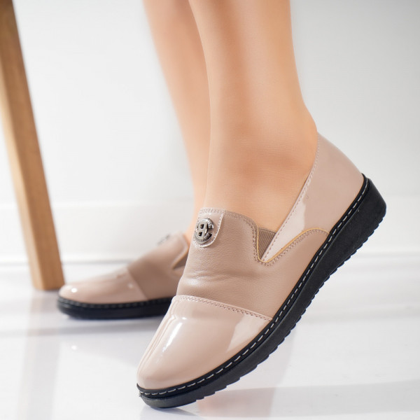 Дамски ежедневни обувки Beige Ecological Leather Droi