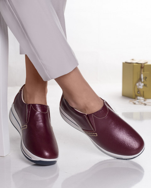 Дамски обувки с платформа от естествена кожа с дантела Maple