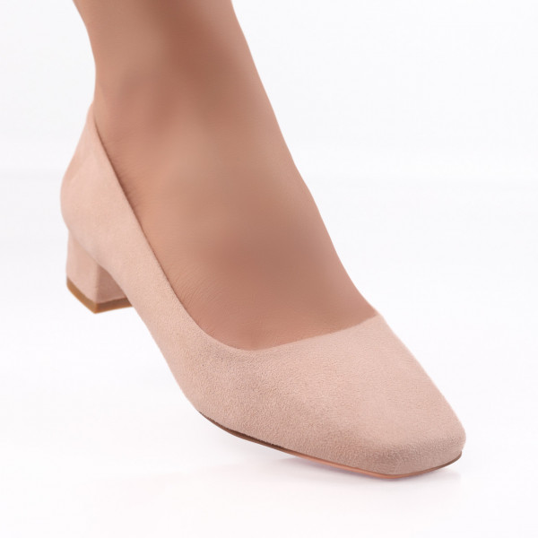 Дамски обувки Delmi с бежов ток от естествена кожа