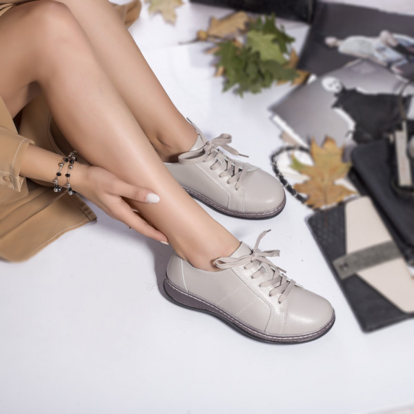 Ежедневни дамски обувки bety сиви от естествена кожа