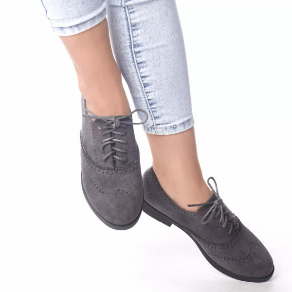 Ежедневни обувки janette сиви от велур