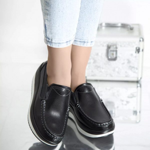 Обувки на платформа angela черна естествена кожа