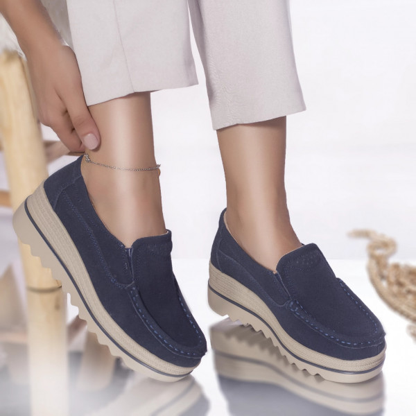 Платформени обувки khadye от естествена кожа в синьо