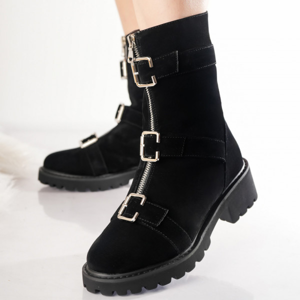 Agnes Μαύρες γυναικείες μπότες από δέρμα Eco Wrapped Leather