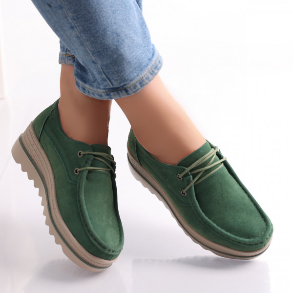 Calvi Green Γυναικεία παπούτσια πλατφόρμα σε φυσικό δέρμα γυρισμένο