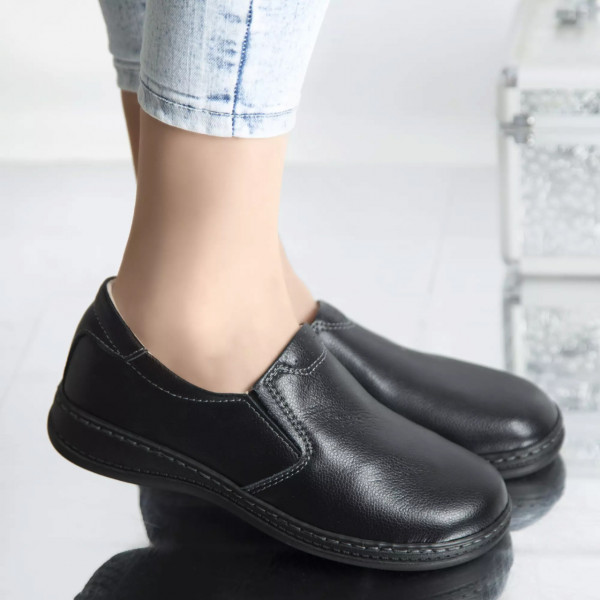 Casual παπούτσια deborah μαύρο φυσικό δέρμα